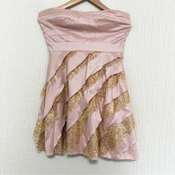 Hailey by Adrianna Papell Rose Pink Gold Mini Dress size 8 - Picture 1 of 6